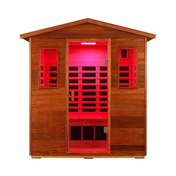 Vanta Luxury 3-Person Outdoor Mahogany Full Spectrum Ultra-Low EMF FAR Infrared Sauna With Chromotherapy And Bluetooth Speakers