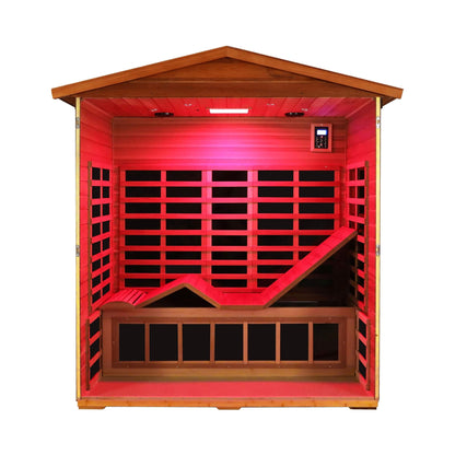 Vanta Luxury 3-Person Outdoor Mahogany Full Spectrum Ultra-Low EMF FAR Infrared Sauna With Chromotherapy And Bluetooth Speakers (SAK83460)