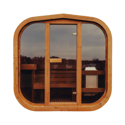 Premium 4-Person Outdoor Scandinavian Thermo-Wood Cube Sauna Kit With LED Lighting (SAK25470)