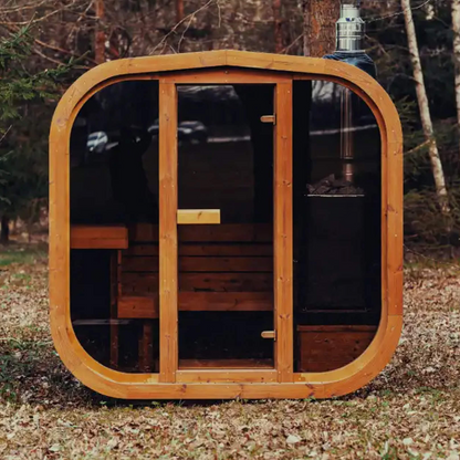 Premium 6-Person Outdoor Scandinavian ThermoWood Cube Sauna Kit With LED Lighting (SAK89146)