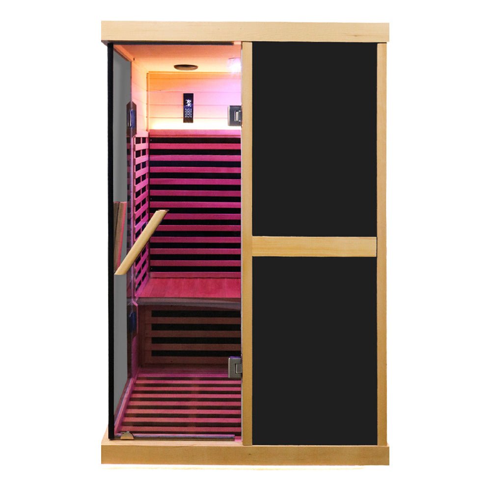 Helix Premium Large 2-Person V-Shaped FAR Infrared Sauna Room With Double Glass Doors, 1980W (SAK96413)