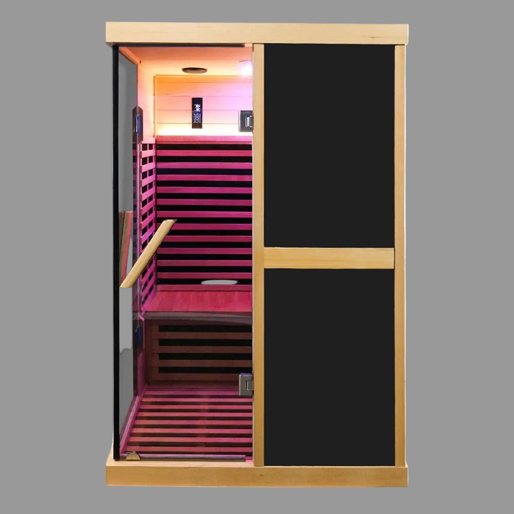 Helix Premium Large 2-Person V-Shaped FAR Infrared Sauna Room With Double Glass Doors, 1980W (SAK96413)
