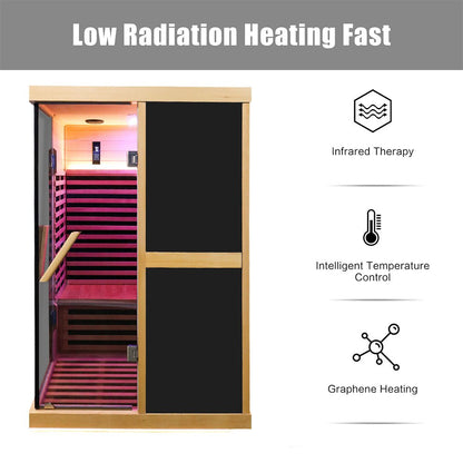 Helix Premium Large 2-Person V-Shaped FAR Infrared Sauna Room With Double Glass Doors, 1980W (SAK96413)