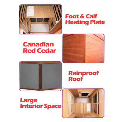 Xyra Premium 1-Person Outdoor Red Cedar Infrared Sauna With Low EMF, Chromotherapy And Bluetooth (SAK32783)