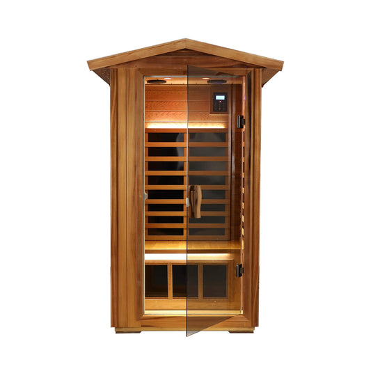Xyra Premium 1-Person Outdoor Red Cedar Infrared Sauna With Low EMF, Chromotherapy And Bluetooth (SAK32783)