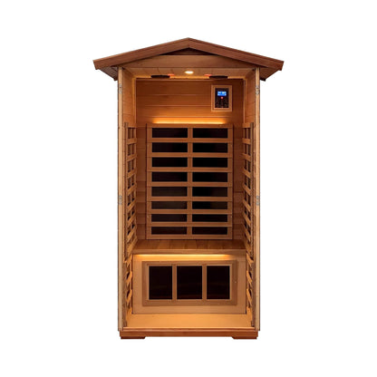 Xyra Premium 1-Person Outdoor Red Cedar Infrared Sauna With Low EMF, Chromotherapy And Bluetooth (SAK32783)