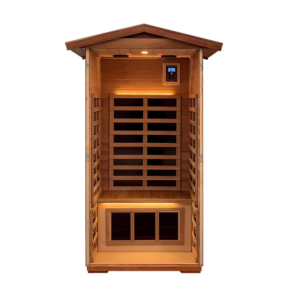 Xyra Premium 1-Person Outdoor Red Cedar Infrared Sauna With Low EMF, Chromotherapy And Bluetooth (SAK32783)