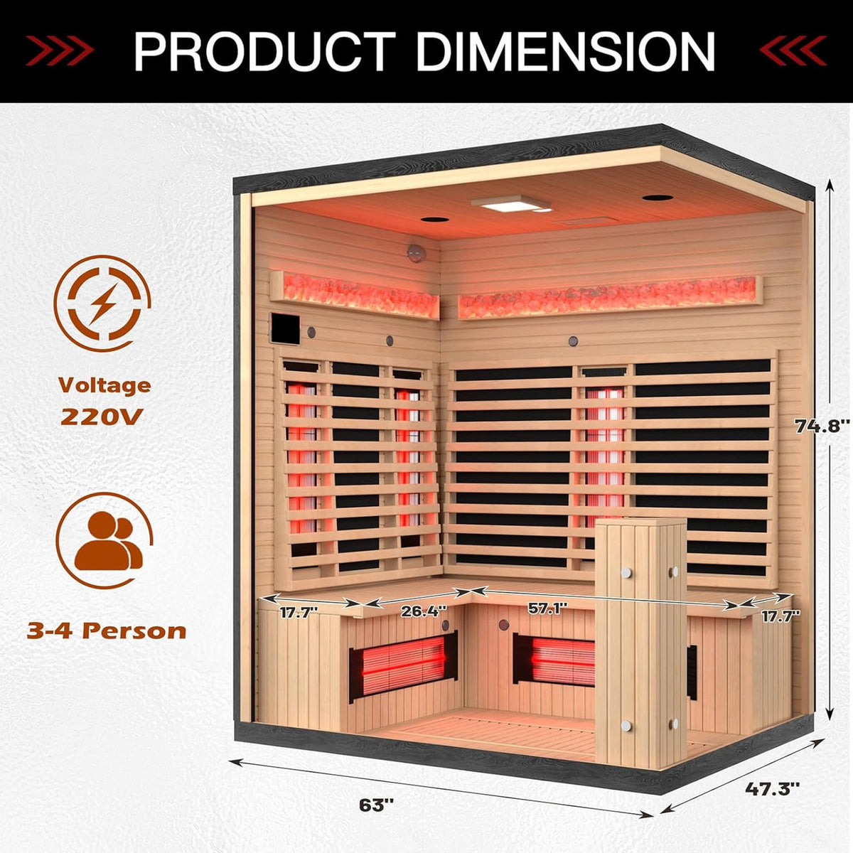 Ember 4-Person Full-Spectrum Infrared Sauna With Himalayan Salt Panels [Made-To-Order] (SAK80537)