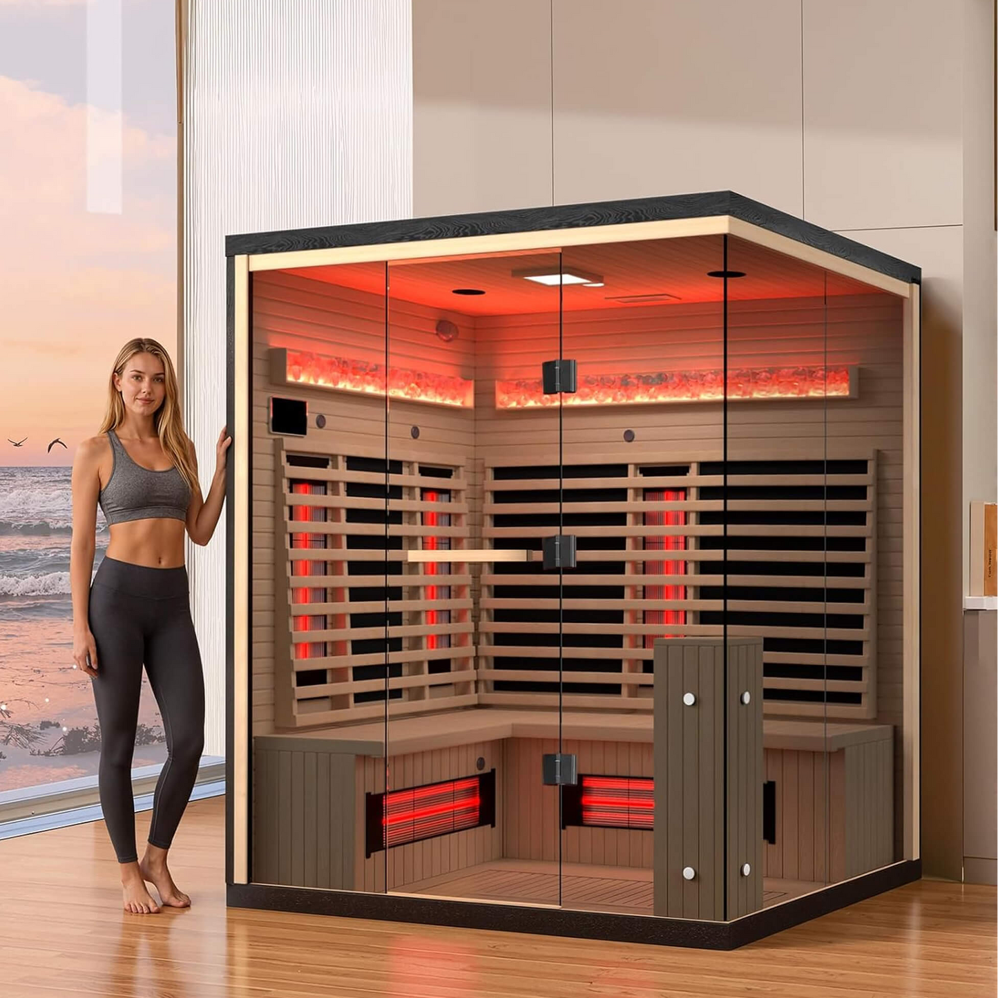 Ember 4-Person Full-Spectrum Infrared Sauna With Himalayan Salt Panels [Made-To-Order] (SAK80537)