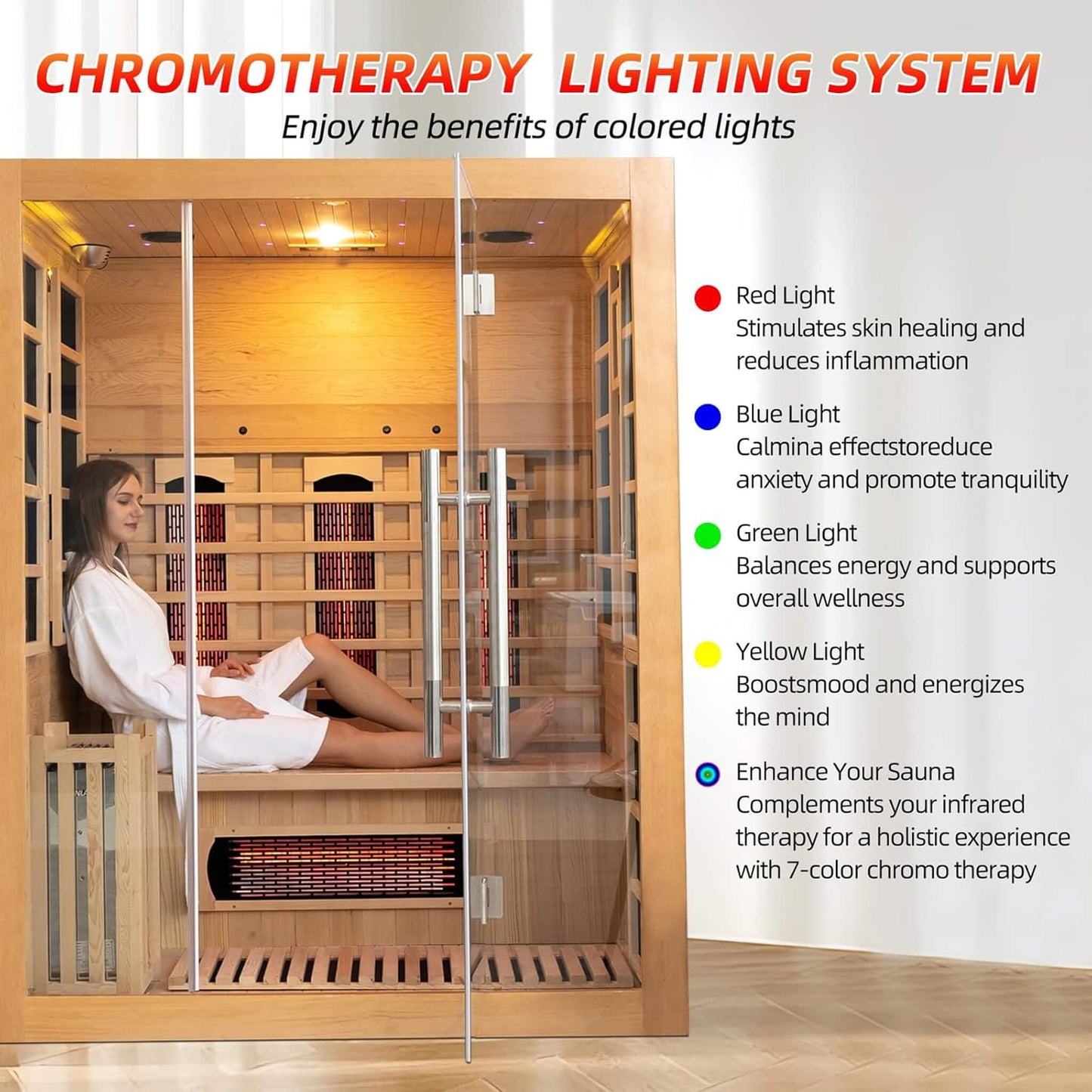 Aurora 3-Person Indoor Hybrid Sauna Room With Infrared And 4.5KW Steam Heater [Made-To-Order] (SAK41592)