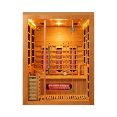 Aurora 3-Person Indoor Hybrid Sauna Room With Infrared And 4.5KW Steam Heater [Made-To-Order] (SAK41592)