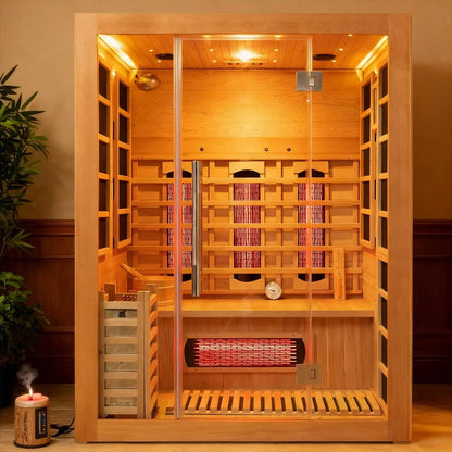 Aurora 3-Person Indoor Hybrid Sauna Room With Infrared And 4.5KW Steam Heater [Made-To-Order] (SAK41592)