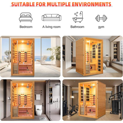 Aurora 3-Person Indoor Hybrid Sauna Room With Infrared And 4.5KW Steam Heater [Made-To-Order] (SAK41592)