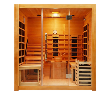 Rövia Oasis 3-Person Indoor Hybrid Sauna Room with Dual-Heating System
