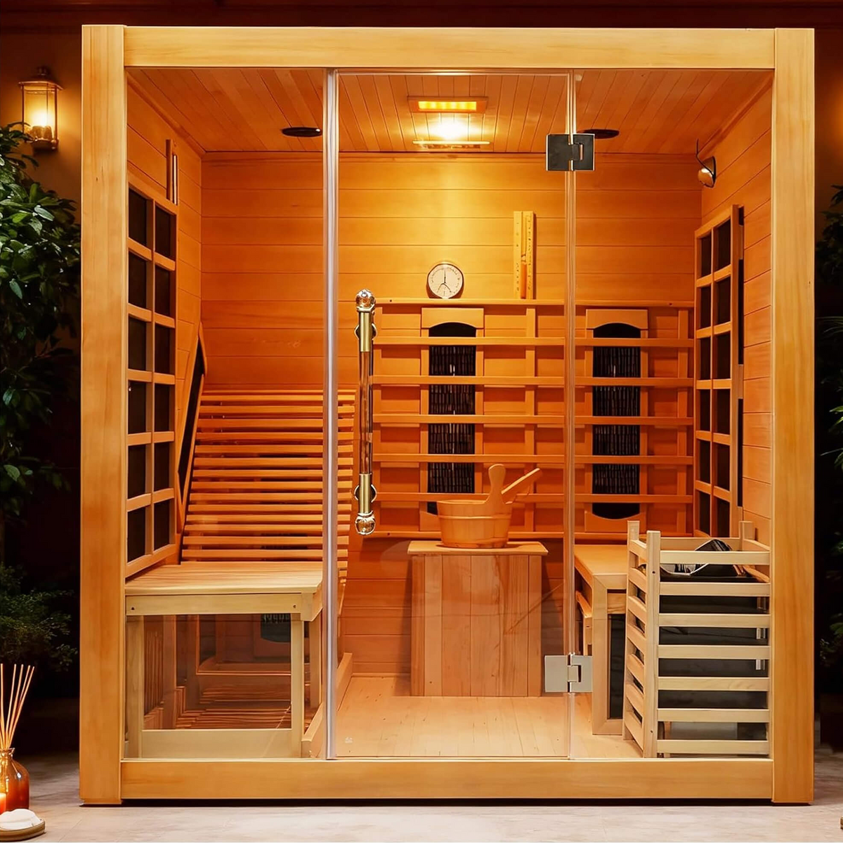 Rövia Oasis 3-Person Indoor Hybrid Sauna Room with Dual-Heating System
