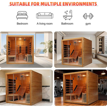 Rövia Oasis 3-Person Indoor Hybrid Sauna Room with Dual-Heating System