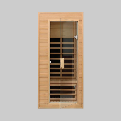 Elara Premium 1-Person Indoor Low EMF FAR Infrared Heat Hemlock Wood Personal Home Spa Sauna, 1200W (SAK27463)