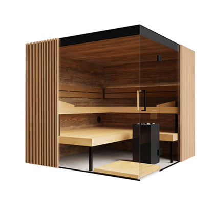 ThermaSol Aalto 4-Person Indoor Semi Panoramic Glass Sauna Cabin [Made-To-Order] [14-AALTODL\R] (SAK13285)