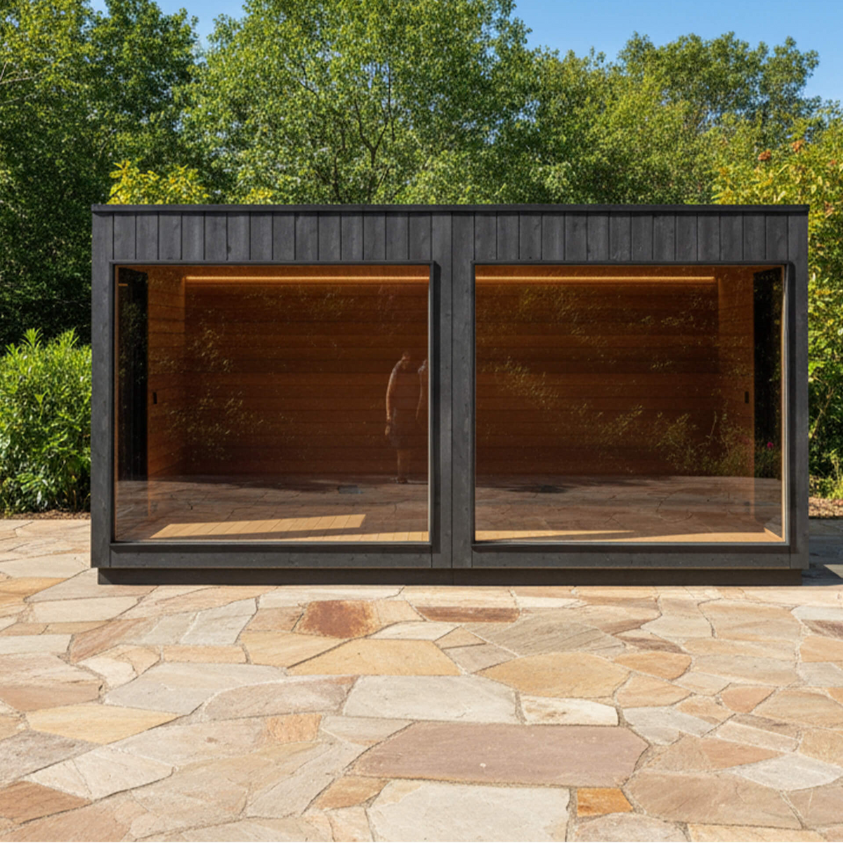 ThermaSol Nordic Misty XL Lounge 2-Entrance Outdoor Sauna Cabin [Made-To-Order] (SAK72368)