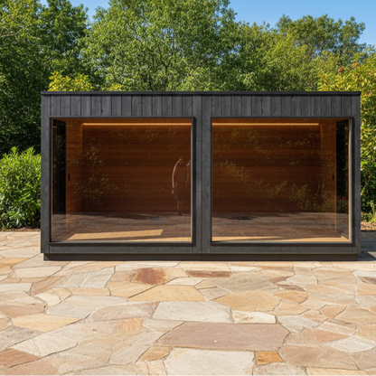 ThermaSol Nordic Misty XL Lounge 2-Entrance Outdoor Sauna Cabin [Made-To-Order] (SAK72368)
