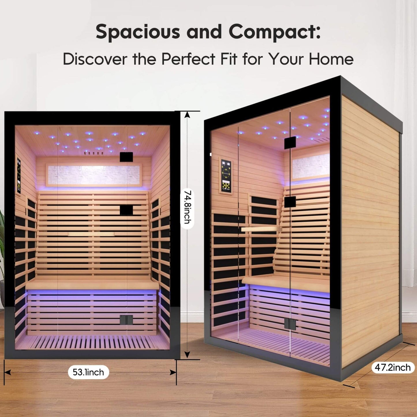 Vapor Luxury 2-Person Canadian Hemlock Wood Far Infrared Home Sauna (SAK56874)