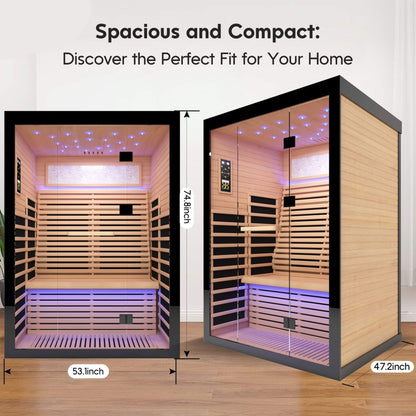 Vapor Luxury 2-Person Canadian Hemlock Wood Far Infrared Home Sauna (SAK56874)