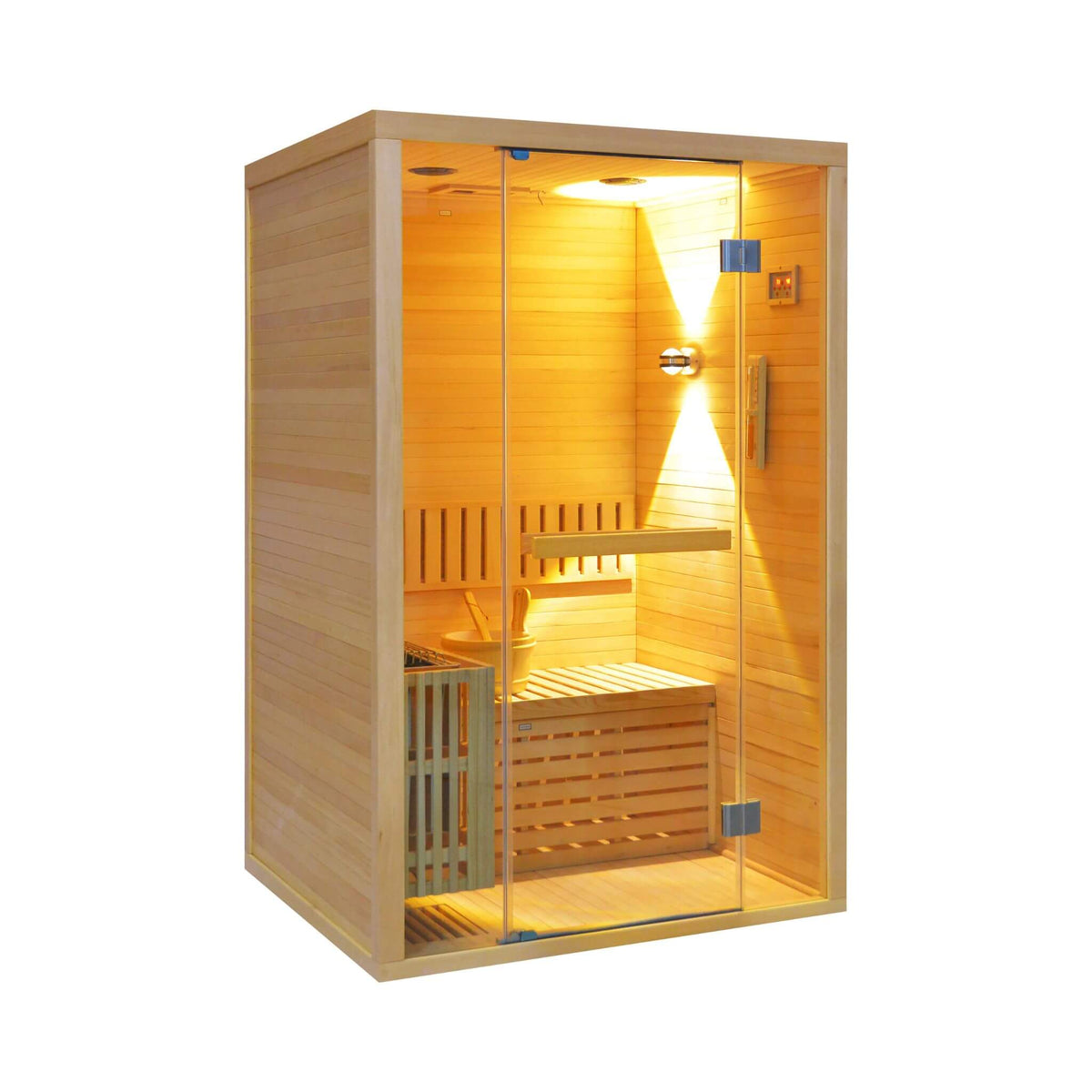 Alpine Premium 2-Person 3KW Hemlock Wood Sauna With LED Wall Light (SAK28471)