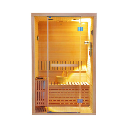 Alpine Premium 2-Person 3KW Hemlock Wood Sauna With LED Wall Light (SAK28471)