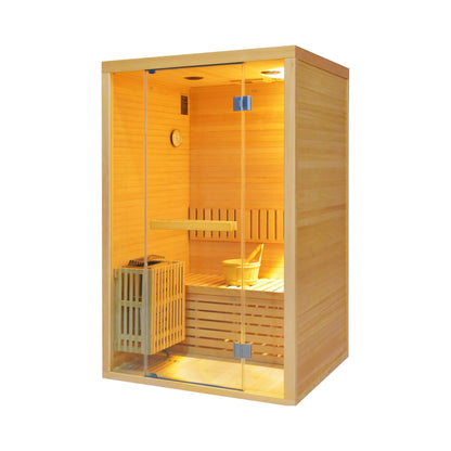 Alpine Premium 2-Person 3KW Hemlock Wood Sauna With LED Wall Light (SAK28471)
