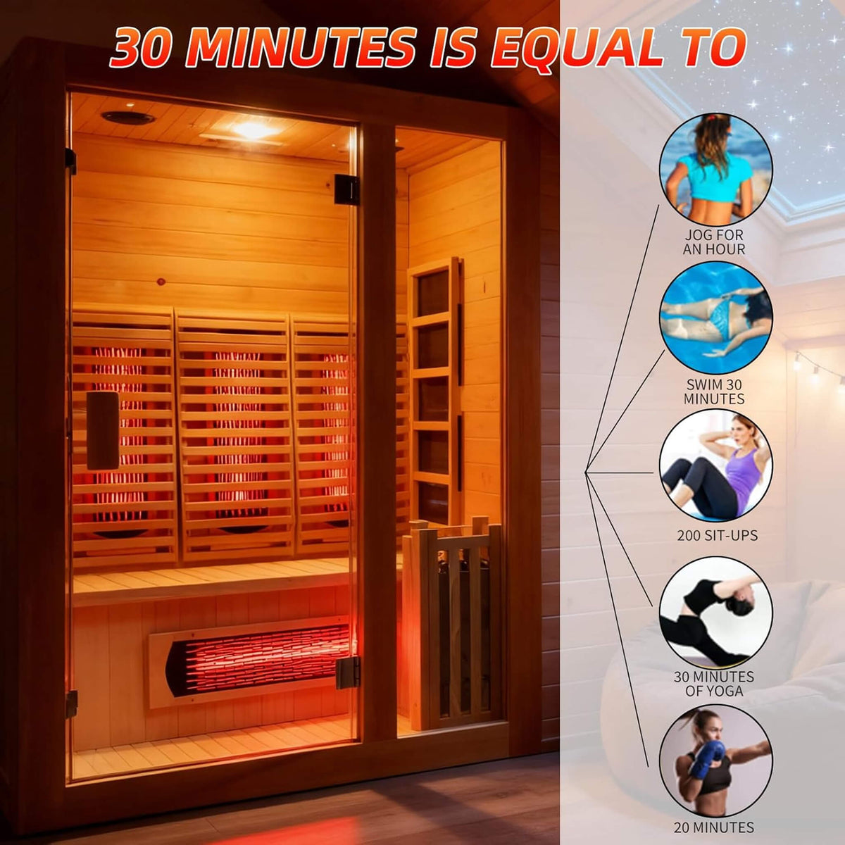 Luma 2-Person Indoor Hybrid Sauna Room With Infrared And 3.5KW Steam Heater [Made-To-Order] (SAK83750)