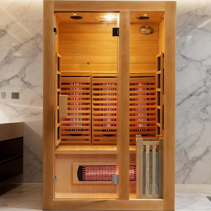 Luma 2-Person Indoor Hybrid Sauna Room With Infrared And 3.5KW Steam Heater [Made-To-Order] (SAK83750)