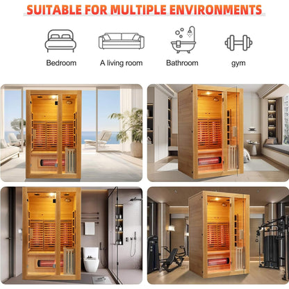 Luma 2-Person Indoor Hybrid Sauna Room With Infrared And 3.5KW Steam Heater [Made-To-Order] (SAK83750)