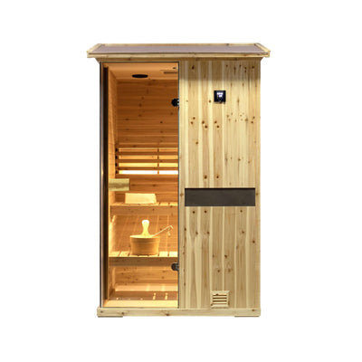 Arctic Premium 2-Person Outdoor Wooden Steam Sauna Room With Smart Control Panel And Bluetooth Audio (SAK52918)