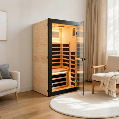 Solara Single-Person Chilean Pine Infrared Sauna Cabin (SAK57926)