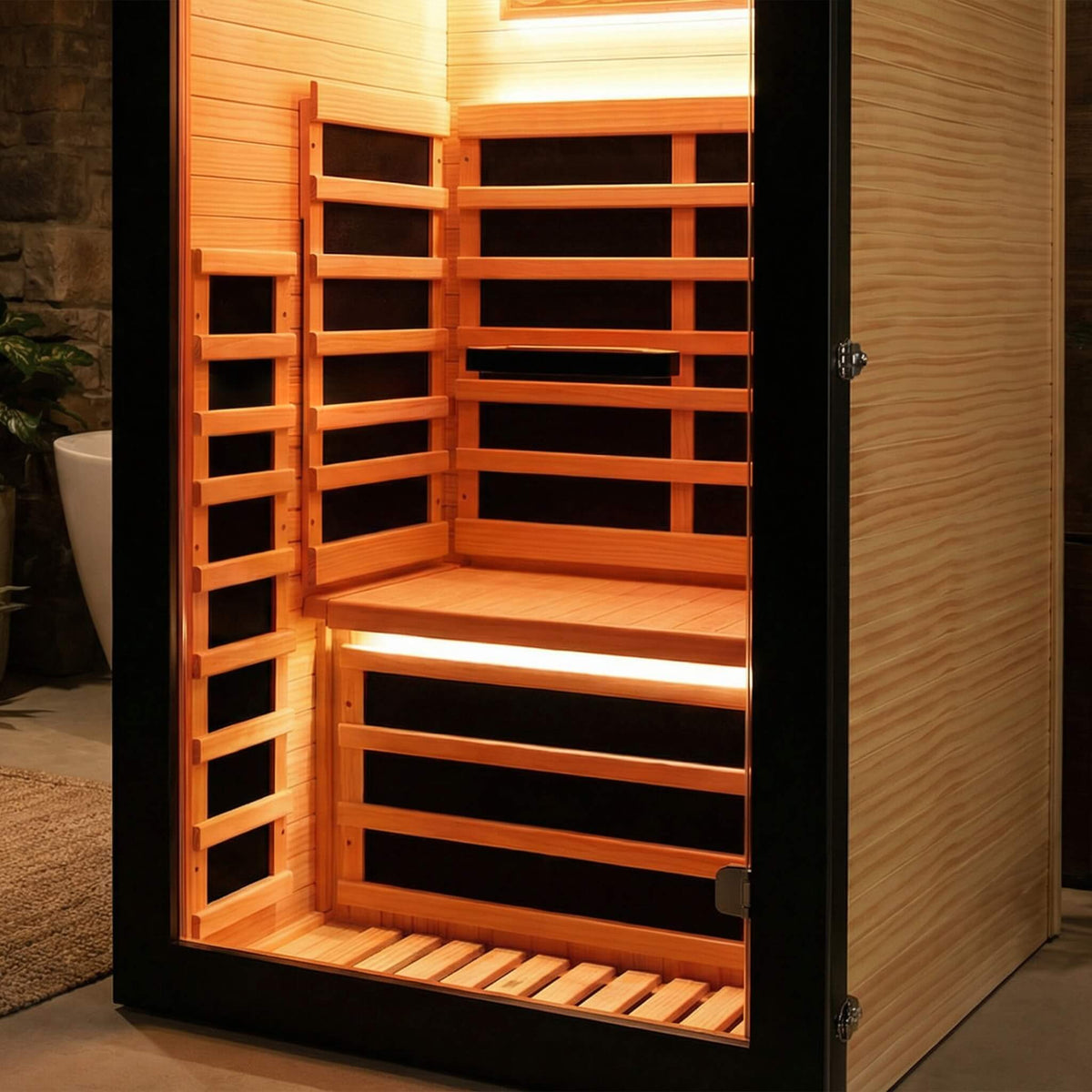 Solara Single-Person Chilean Pine Infrared Sauna Cabin (SAK57926)