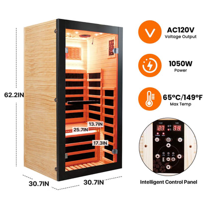 Solara Single-Person Chilean Pine Infrared Sauna Cabin (SAK57926)
